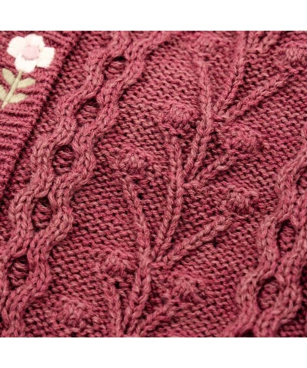 PET PARADISE ペットパラダイス 花 刺繍 アランニット 《レッド》 小型犬 ワイン