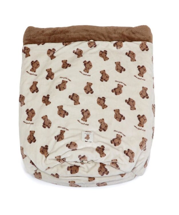 PET PARADISE ペットパラダイス くまちゃん 遠赤外線 寝袋  筒型 L (57×95cm) オフホワイト×ブラウン