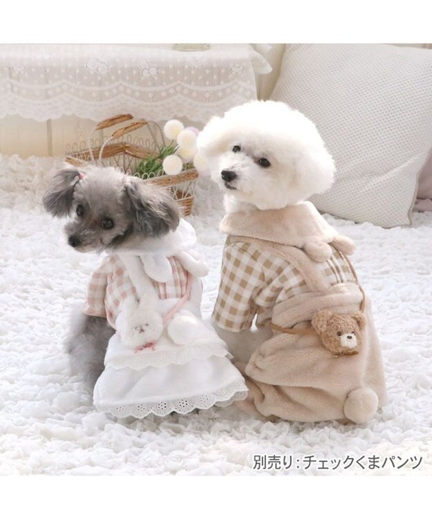 PET PARADISE ペットパラダイス チェック うさぎ スカート 小型犬 ホワイト×ピンク