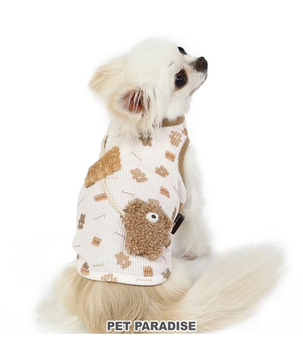 PET PARADISE くま ビスケット柄  ポーチ風タンクトップ 【小型犬】 ベージュ