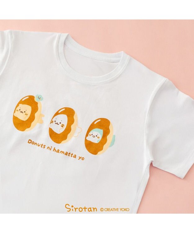 Mother garden しろたん Ｔシャツ 半袖  《 ドーナツハマったよ》 ユニセックス 白色