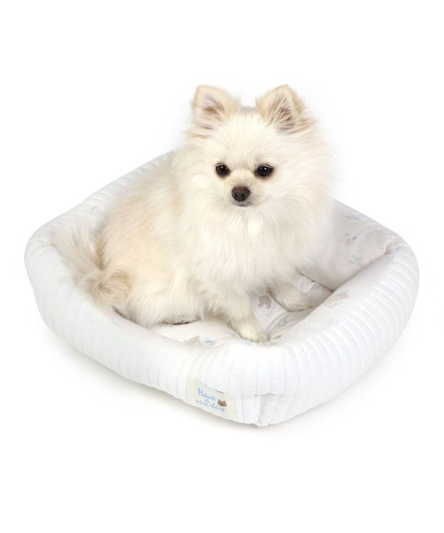 PET PARADISE 犬 ベッド キルト カドラーベッド (38×32cm) 《グレージュ/ ピンク/ ホワイト》 ホワイト