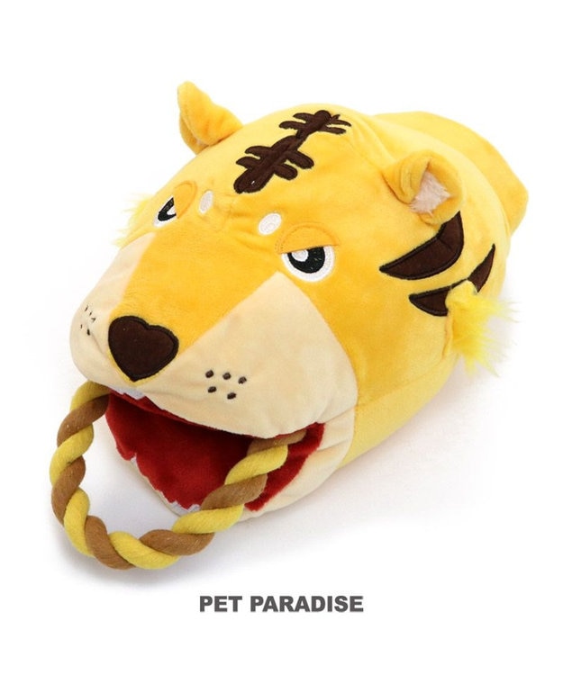 PET PARADISE 犬 おもちゃ トラ パペット おもちゃ  トイ TOY 虎 とら お正月 年賀状 干支 音が鳴る ぬいぐるみ ボール ロープ オモチャ 玩具 小型犬 おもちゃ 猫 かわいい おもしろ インスタ映え 黄