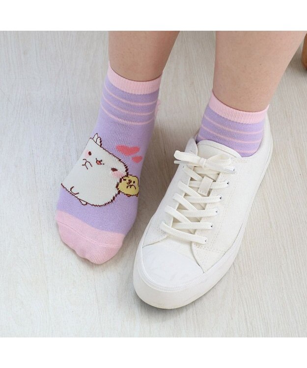 Mother garden マザーガーデン MOLANG モラン スニーカー丈 靴下 ≪YEAH柄 紫・ HUG柄 青≫ 2足セット 21cm～24cm -