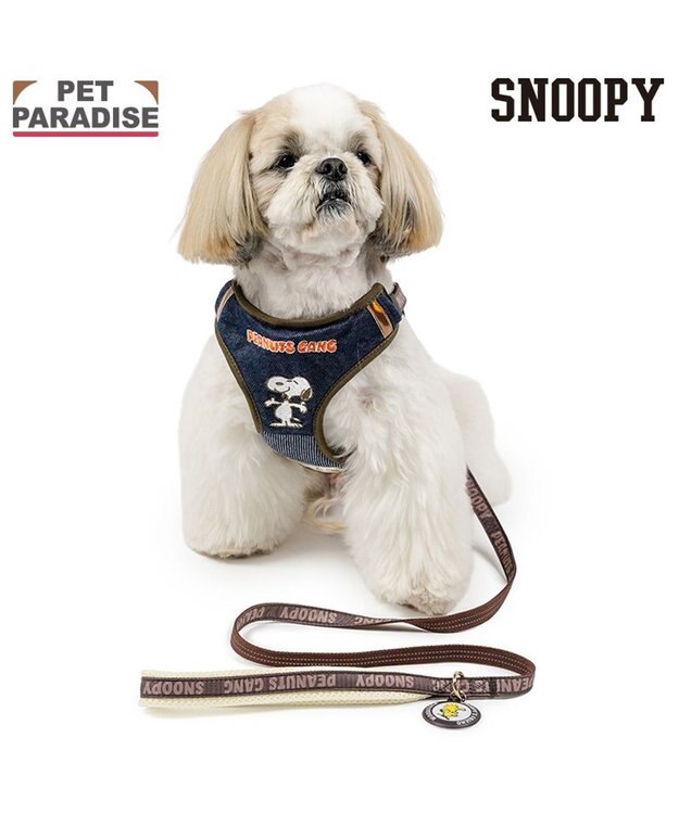 PET PARADISE スヌーピー ハーネス＆リード 《ワッペン柄》 Ｓ 小型犬 ネイビー