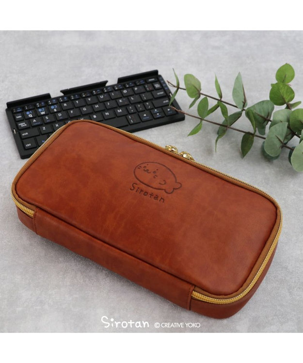 Mother garden しろたん 合皮 ガジェットポーチ 茶系