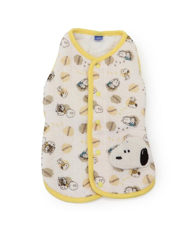 PET PARADISE スヌーピー  ふわりとキルト ベスト 《仲良し柄》 超小型犬 小型犬 ホワイト✕イエロー