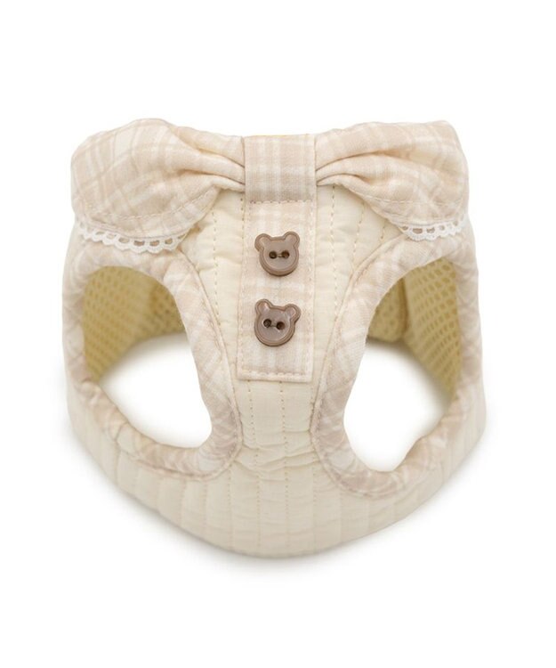 PET PARADISE ペットパラダイス くまちゃん グレンチェック ベストハーネス  小型犬 Ｓ ベージュ