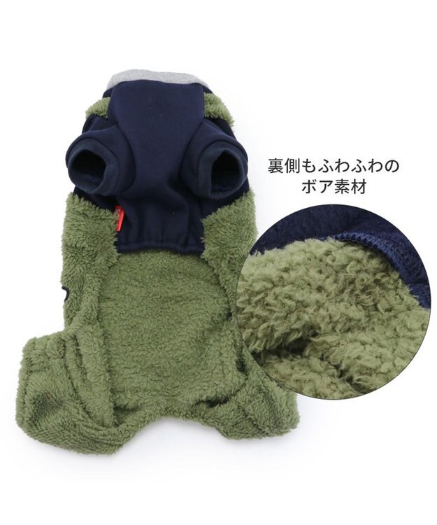 PET PARADISE 犬 服 秋冬 スヌーピー ボア パンツ つなぎ 【小型犬】 アップリケ カーキ カーキ