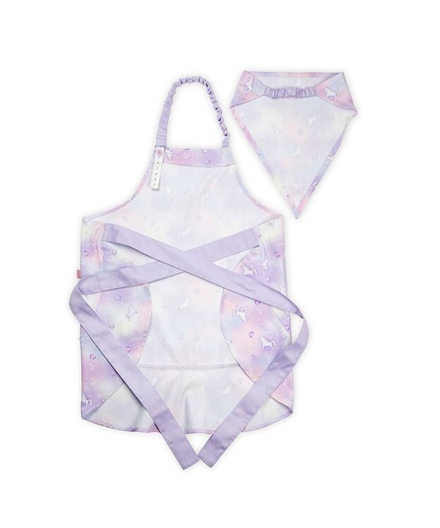 Mother garden マザーガーデン ユニコーン フリルエプロン 三角巾付き 130～150cm 《ぷっくり柄》 ぷっくり柄