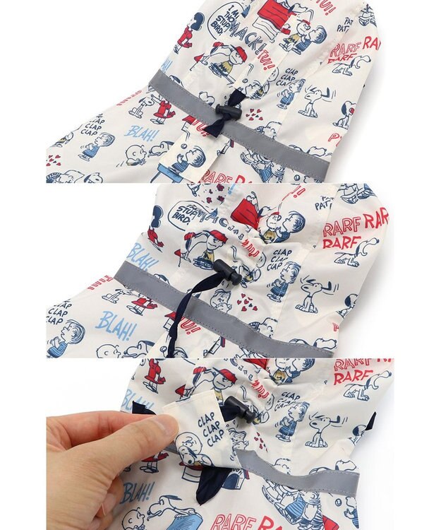 PET PARADISE スヌーピー 足付き レインコート《アメリカンビンテージ柄》中型犬 大型犬 ホワイト