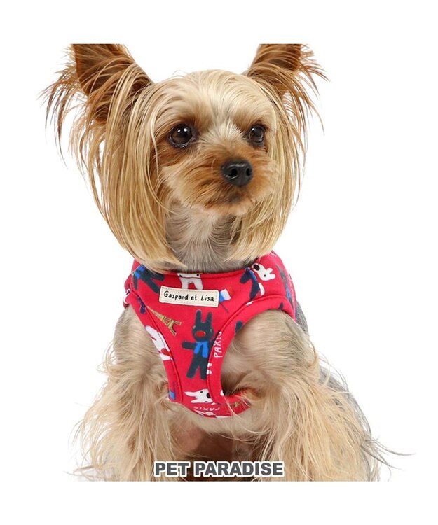 PET PARADISE リサとガスパール ベストハーネス 《パリ柄》 ＳＳ 小型犬 レッド