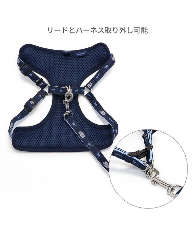 PET PARADISE J.PRESS  ギンガムチェック ハーネス&リード   Ｓ 小型犬 ネイビー