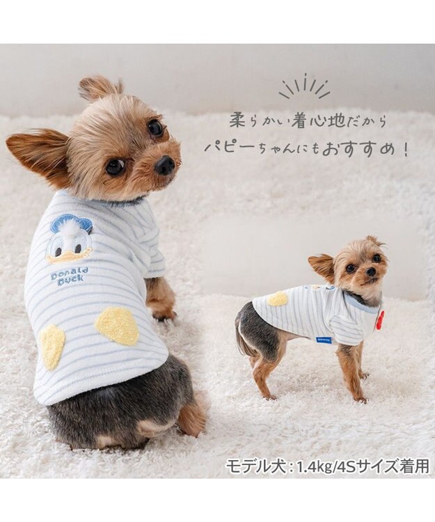 PET PARADISE ディズニー ドナルドダック サーモキープ お顔Tシャツ 小型犬 ホワイト×ブルー