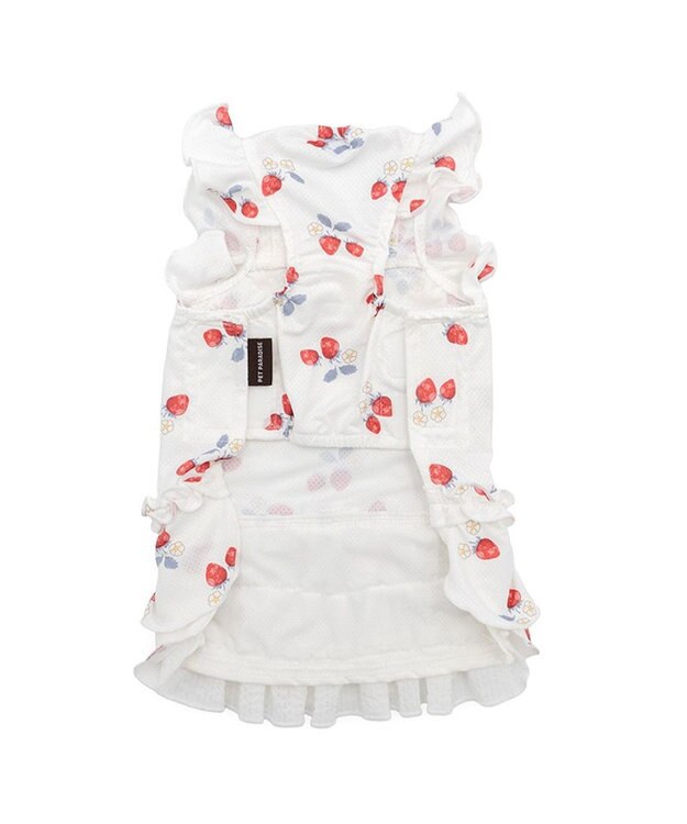 PET PARADISE ペットパラダイス 接触冷感 ワンピース 《苺柄》 小型犬 ホワイト×レッド