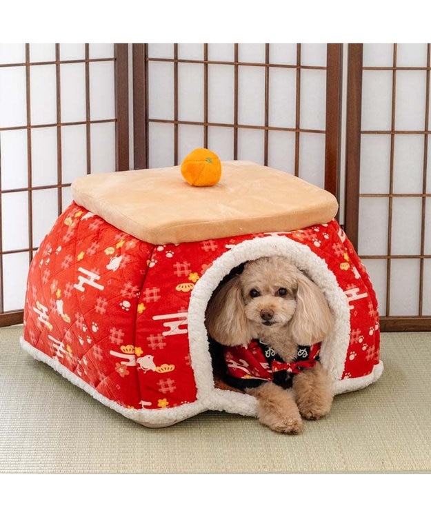 PET PARADISE ペットパラダイス こたつ ハウス 《千鳥柄》 L レッド