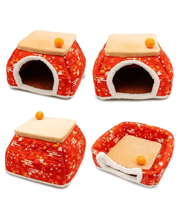 PET PARADISE ペットパラダイス こたつ ハウス 《千鳥柄》 L レッド