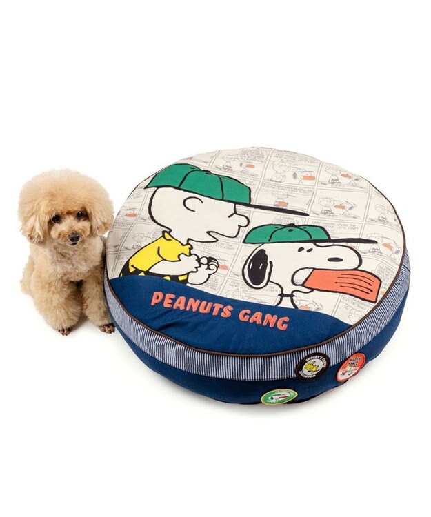 PET PARADISE スヌーピー クッション ワッペン Ｍ ネイビー×ホワイト