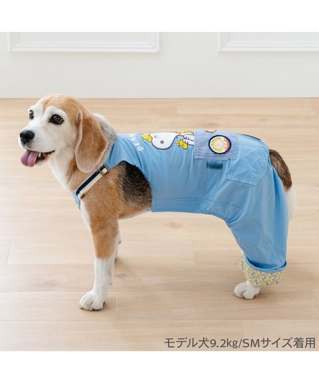 PET PARADISE スヌーピー ウッドストック モリモリ オーバーオール 中型犬 ブルー