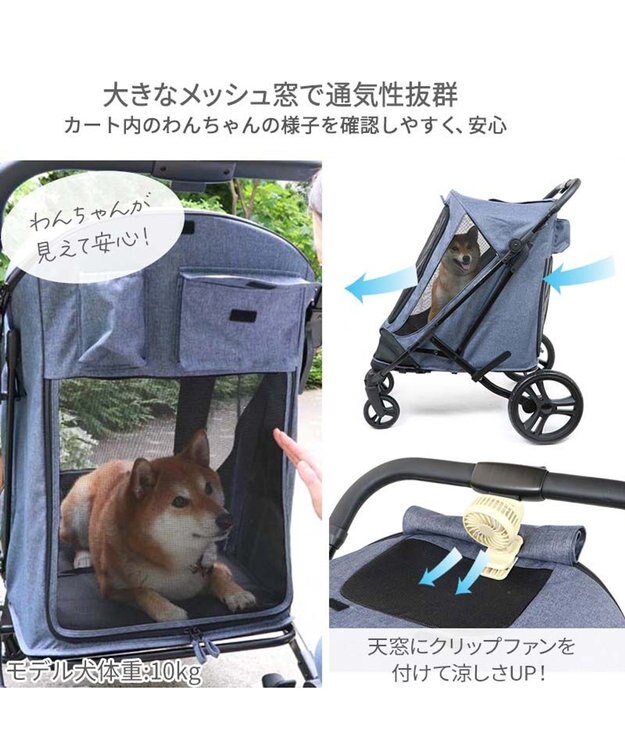 PET PARADISE smooca  ラージ ペットカート 強化メッシュ 《デニム調》 インディゴブルー（デニム調）