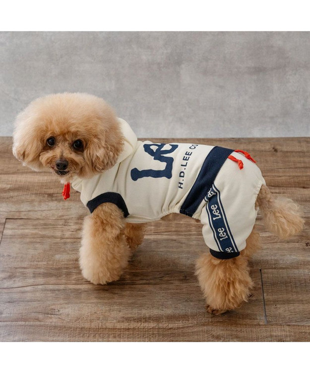 PET PARADISE Lee フード付き ロゴロンパース 小型犬 ホワイト