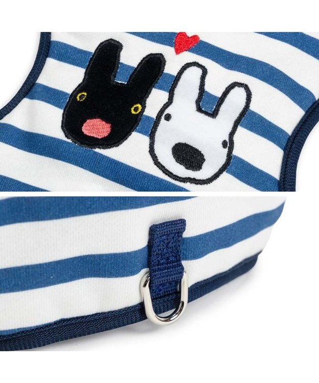 PET PARADISE リサとガスパール 保冷剤付 ハーネス 《ボーダー》 Ｓ 小型犬 ホワイト×ネイビー