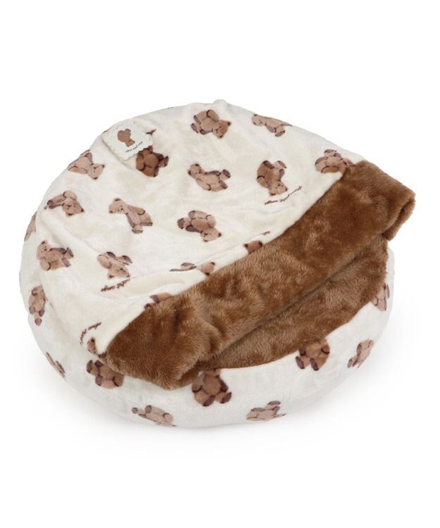 PET PARADISE ペットパラダイス くまちゃん 遠赤外線 寝袋 丸型 M ( 60cm) オフホワイト×ブラウン