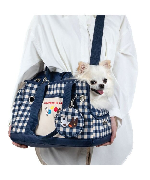 PET PARADISE リサとガスパール ギンガムキャリーバッグ  《紺》S 超小型犬 約1.5～4㎏ ネイビー