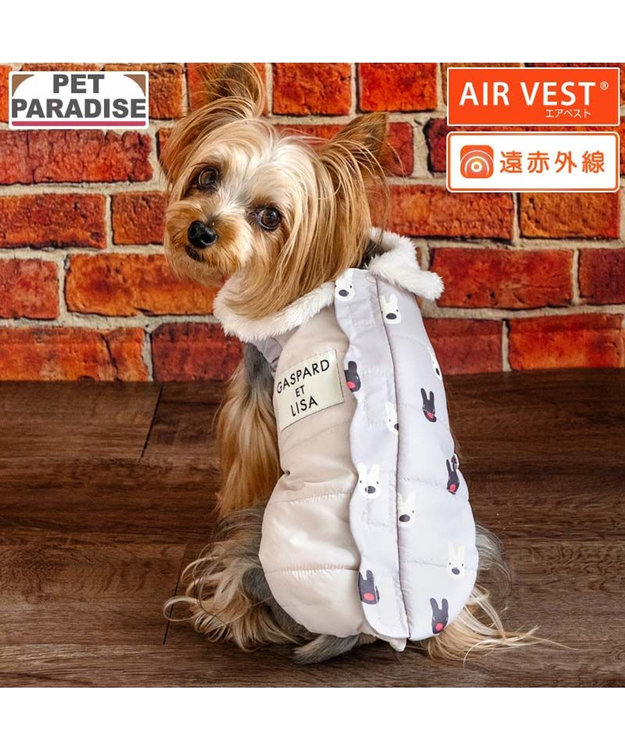 PET PARADISE リサとガスパール エアベスト 《フェイス柄》 小型犬 グレー×ベージュ
