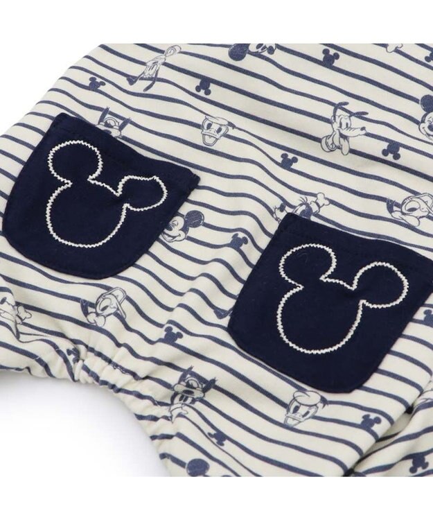 PET PARADISE ディズニー ミッキーマウス ペティヒート ロンパース 《ストライプ》 小型犬 ホワイト×ネイビー