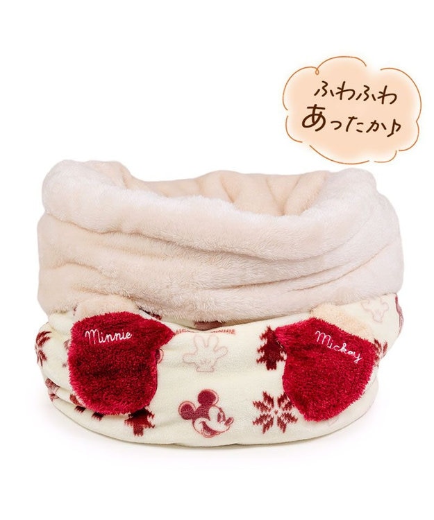 PET PARADISE ディズニー ミッキーマウス 筒型 寝袋 《ニット柄》M ホワイト×レッド