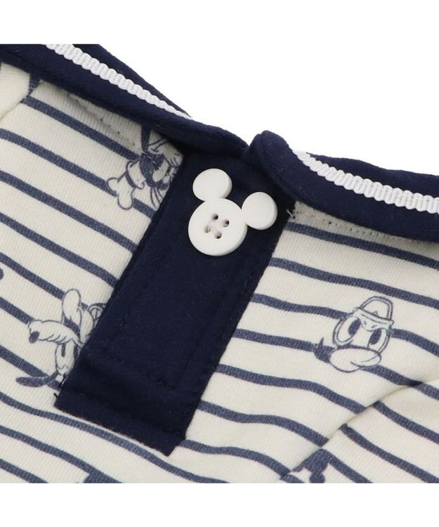 PET PARADISE ディズニー ミッキーマウス ペティヒート ロンパース 《ストライプ》 小型犬 ホワイト×ネイビー