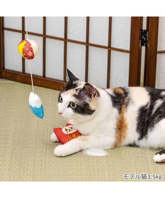 PET PARADISE ペットパラダイス キャット  和だるま 猫じゃらし レッド
