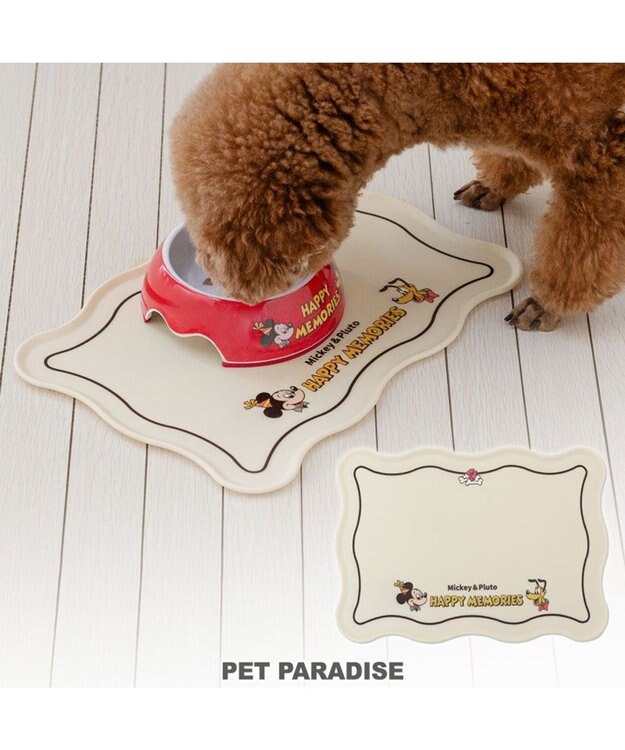 PET PARADISE ディズニー ミッキーマウス＆プルート シリコンマット オフホワイト