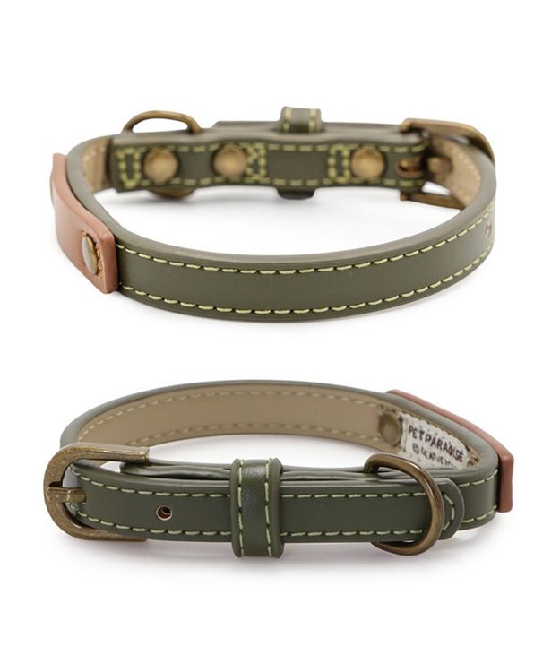 PET PARADISE ペットパラダイス 合皮 首輪 《カーキ》 中型犬 SM カーキ