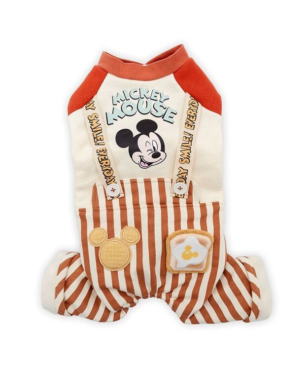 PET PARADISE ディズニー ミッキーマウス ストライプ パンツつなぎ 小型犬 ホワイト×レッド