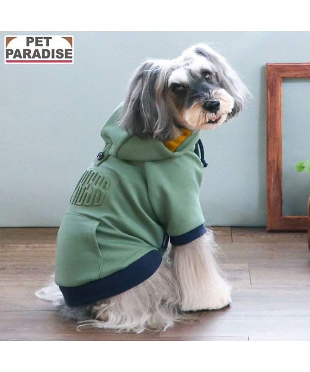 PET PARADISE J.PRESS エンボス ロゴパーカー 小型犬 ライトカーキ