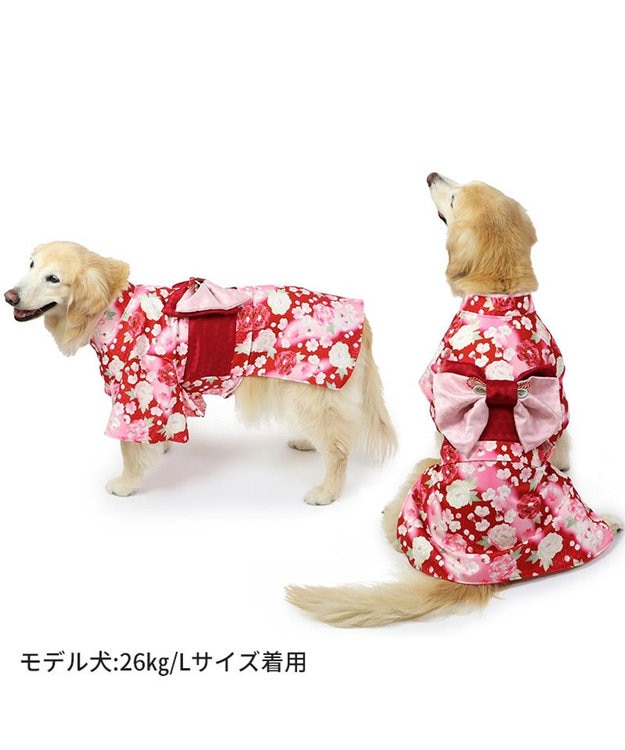 PET PARADISE ペットパラダイス 着物 《 牡丹桜柄 》 中型犬 大型犬 赤