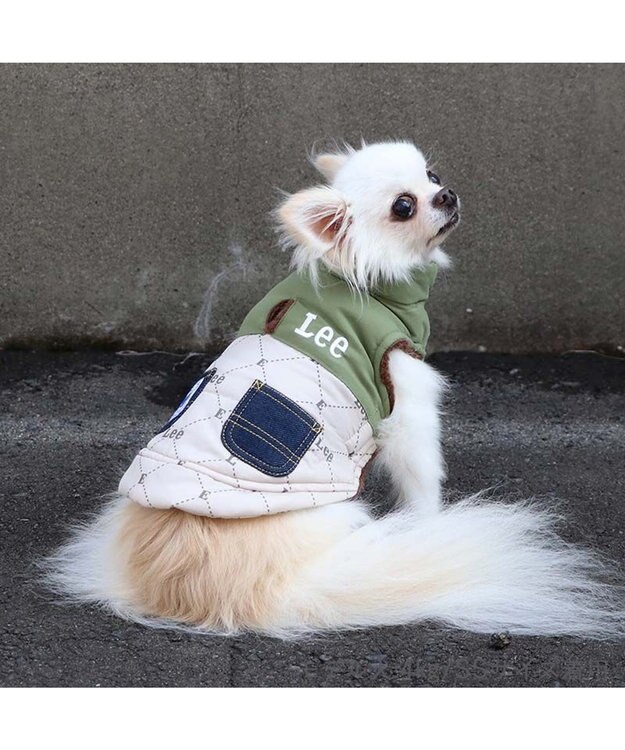 LEE 綿入ベスト モノグラム 《カーキー》 小型犬 / PET PARADISE