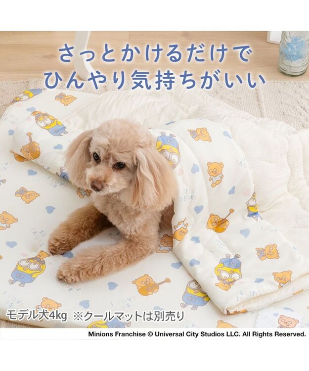 PET PARADISE ミニオン もちっと クール ブランケット 《おすわり柄》 ベージュ