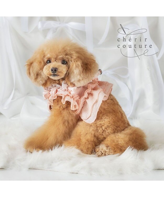 PET PARADISE 【10月初旬お届け予定】cherircouture ツイード ベストハーネス 《ピンク》 ＳＳ ピンク