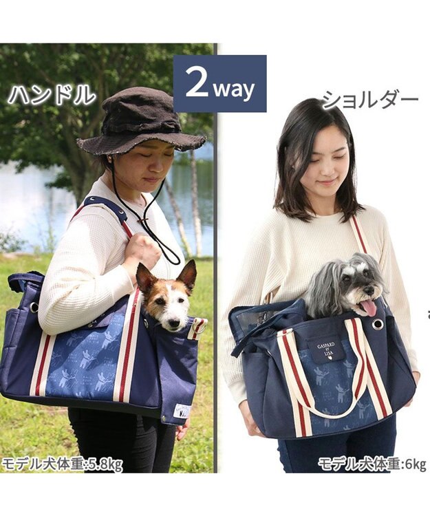 PET PARADISE リサとガスパール キャリーバッグ  であい柄 小型犬 紺（ネイビー・インディゴ）