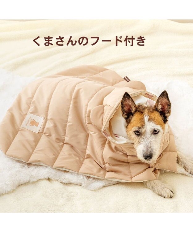 PET PARADISE ペットパラダイス くまちゃん フード付 防寒 ブランケット 大 ベージュ