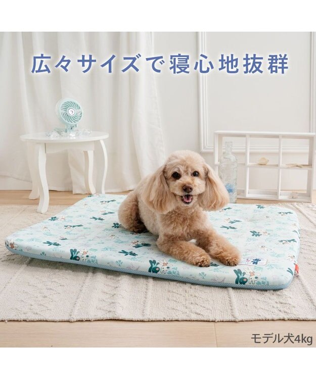 PET PARADISE リサとガスパール もちっと クール マット Ｍ 《海草柄》 ライトブルー