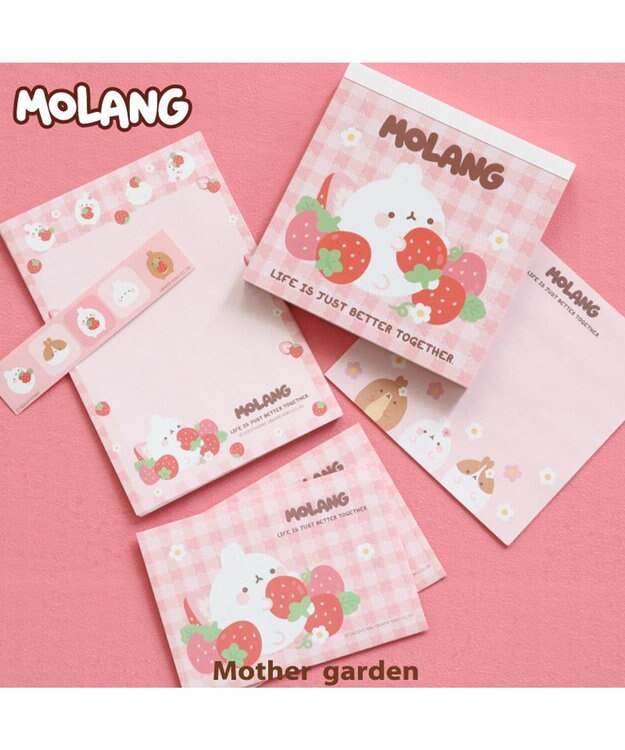Mother garden マザーガーデン MOLANG モラン スクエアメモ & ミニレターセット いちご柄 -