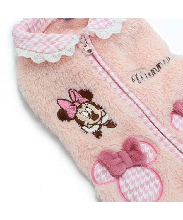 PET PARADISE ディズニー ミニーマウス チェック ジップベスト 小型犬 ピンク（淡）