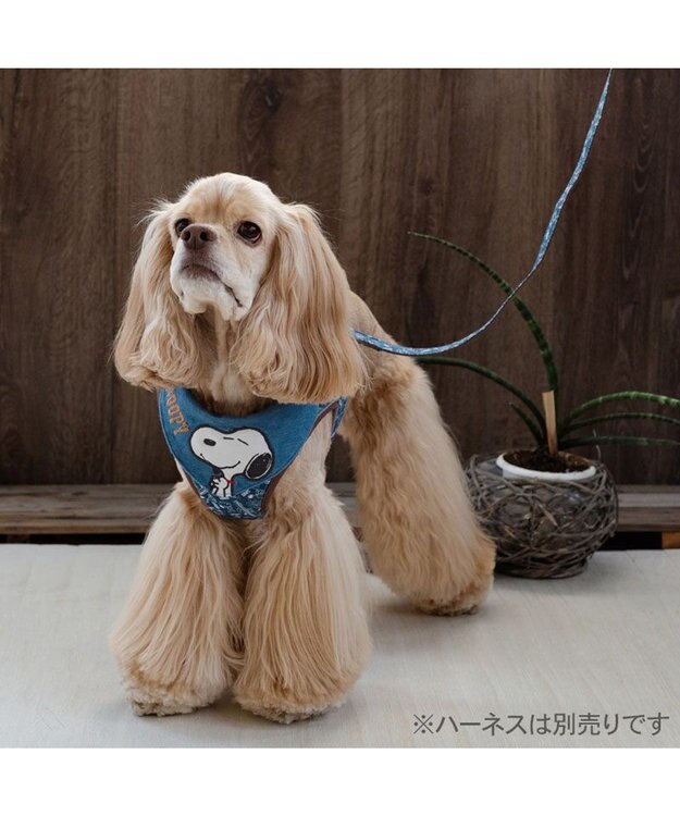 PET PARADISE スヌーピー リード 《デニム風》 ＳＭ 中型犬 ネイビー