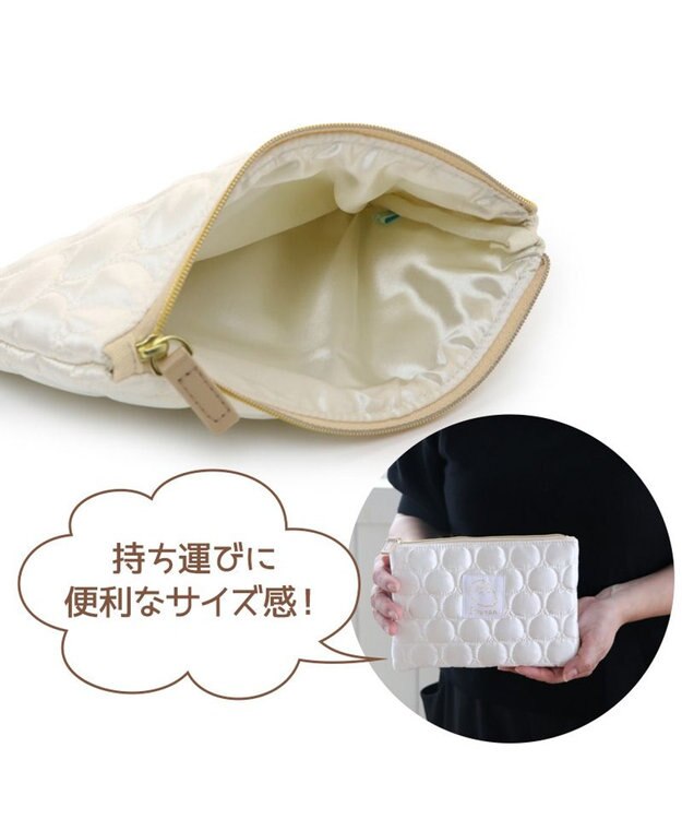 Mother garden しろたん キルティング フラットポーチ 白～オフホワイト