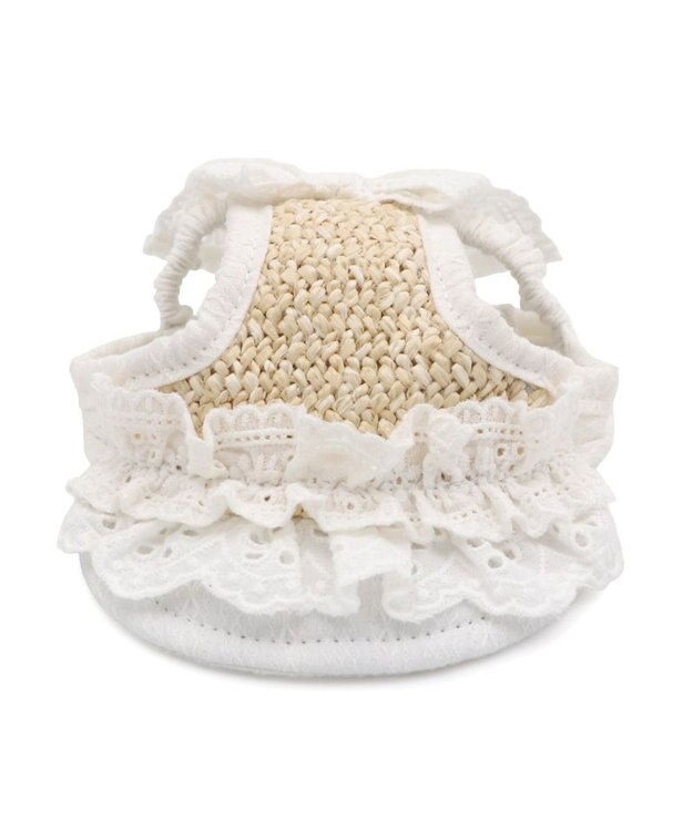 PET PARADISE ペットパラダイス フリル キャップ ＳＭ～Ｍ/Ｌ ホワイト×ベージュ