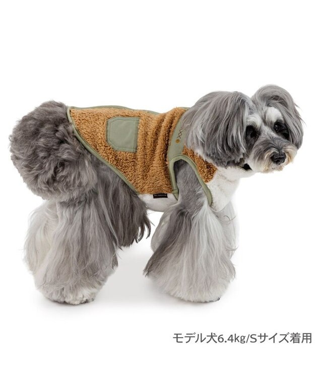 PET PARADISE ペットパラダイス 切替え 背開き ジップアップ ベスト 《ブラウン》 小型犬 ブラウン×ホワイト